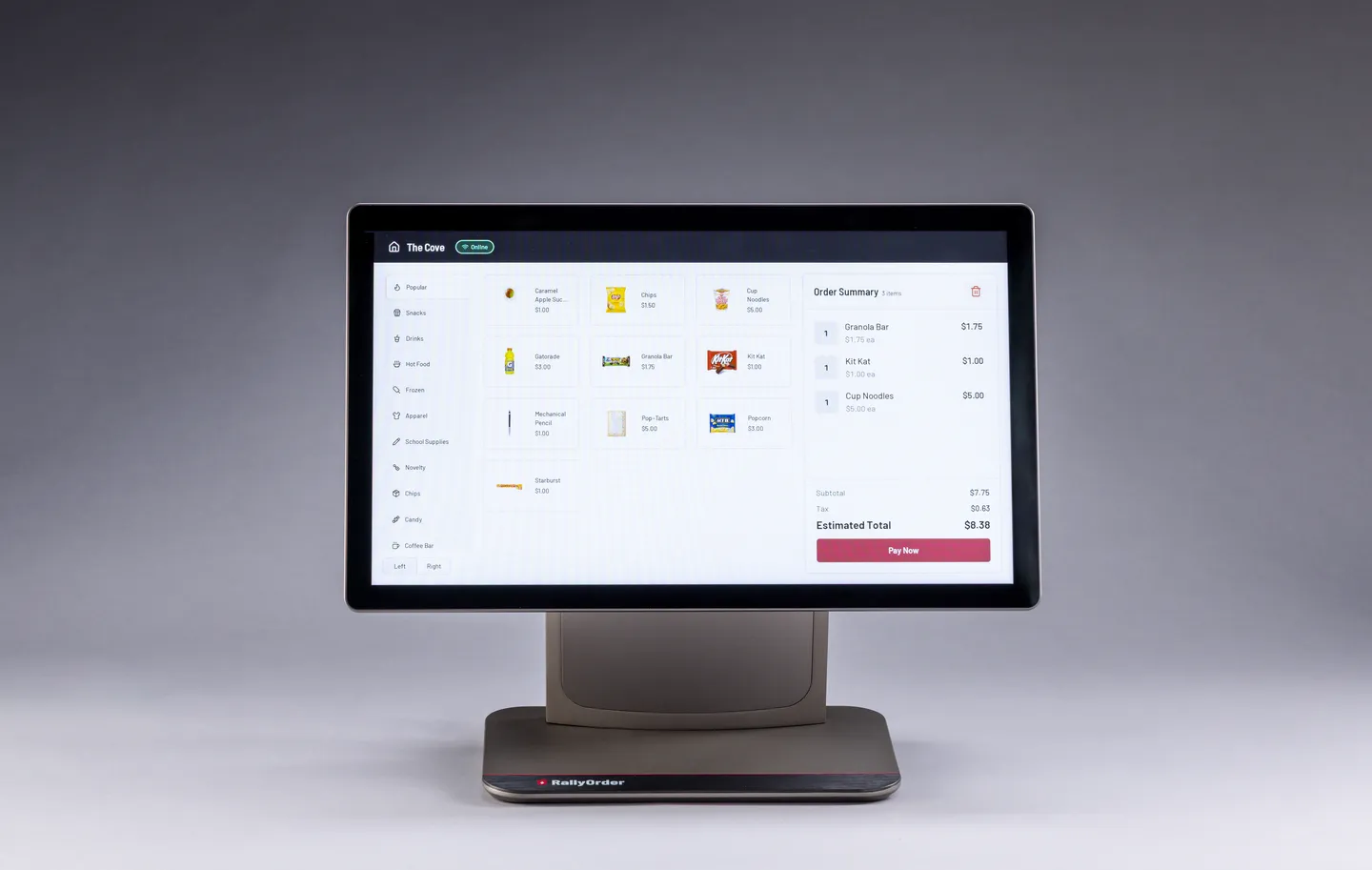 The register: a 15.6-inch touchscreen that runs RallyOrder and nothing else.