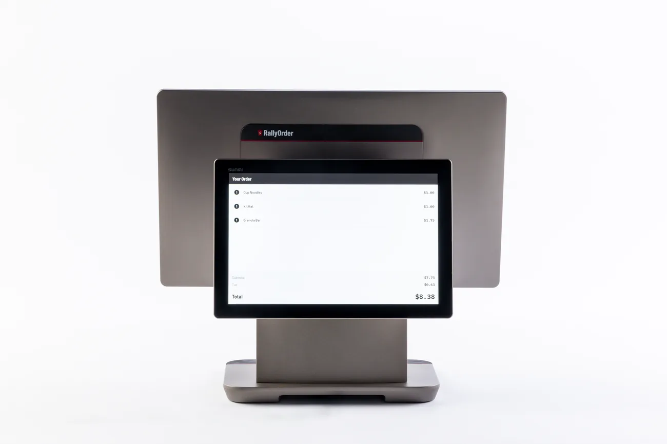 RallyOrder Pro showing the customer-facing rear screen